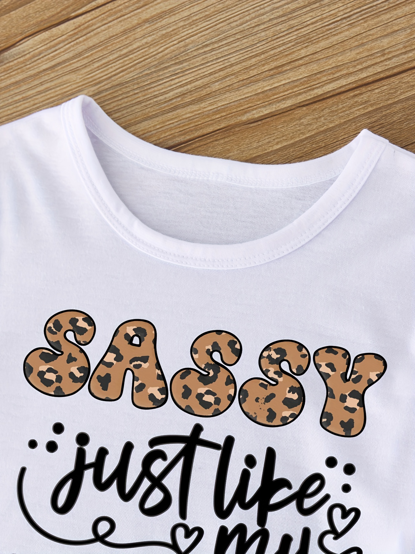 Girls Round Neck T shirt Leopard sassy Print Short Sleeve - Temu