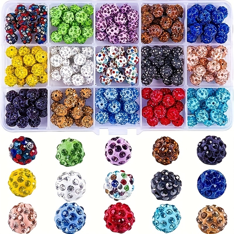 50-100pcs/lot 10mm White & Red Rhinestone Clay Disco Ball Beads, Clay  Beads