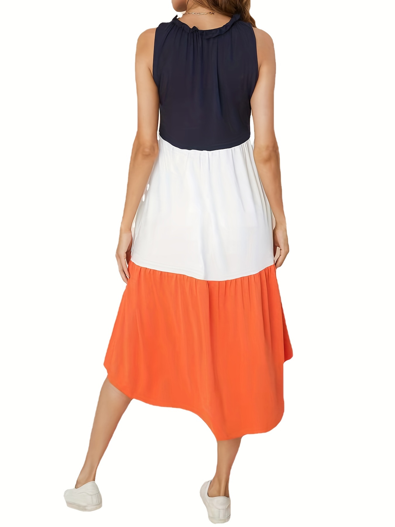 Block Sleeveless Mature Maternity Breastfeeding Dress