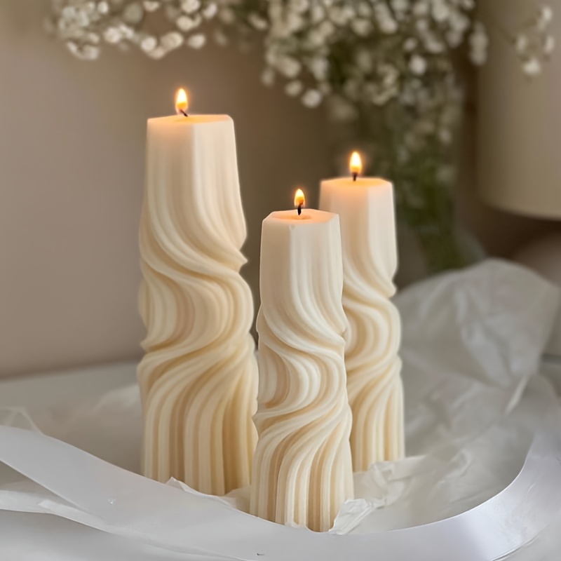 Ribbed Vase Candle Mold Aesthetic Silicone Mould Geometric Abstract  Decorative Striped Soy Wax Mold