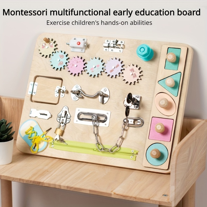 wakeInsa Montessori Busy Board,Montessori Toys for 1-3 Years Old,Baby  Sensory Board,Preschool Learning Activities,Wooden Toys for  Toddler,Christmas 