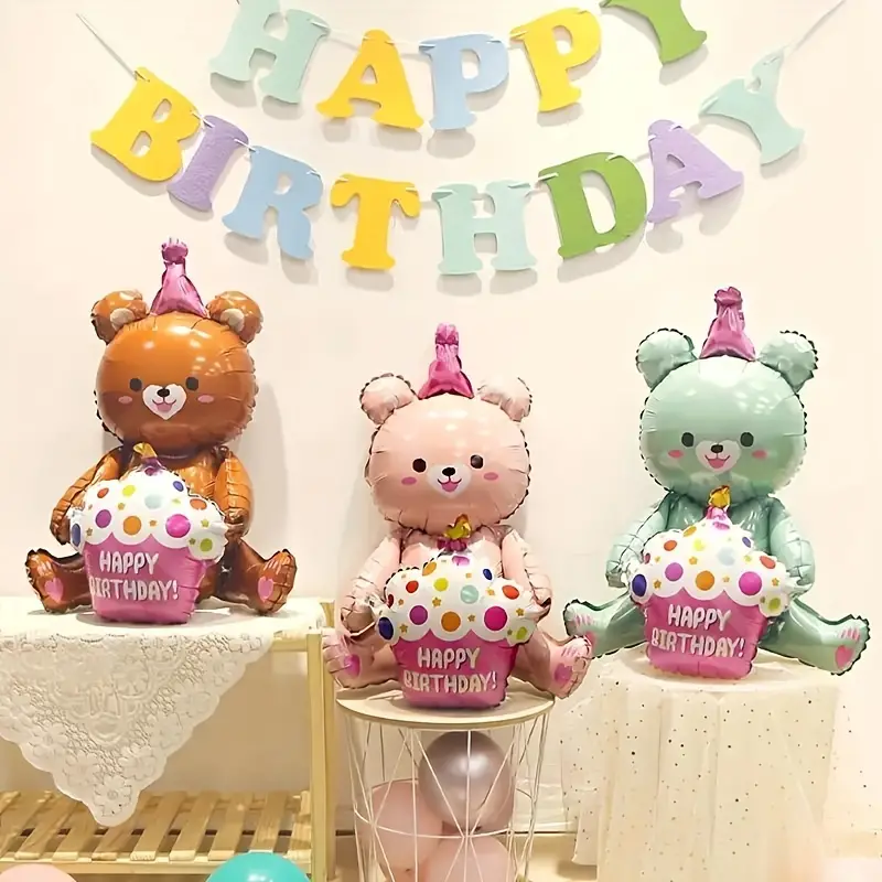 Cute Bear Birthday Party Balloon Decoration Perfect Theme - Temu