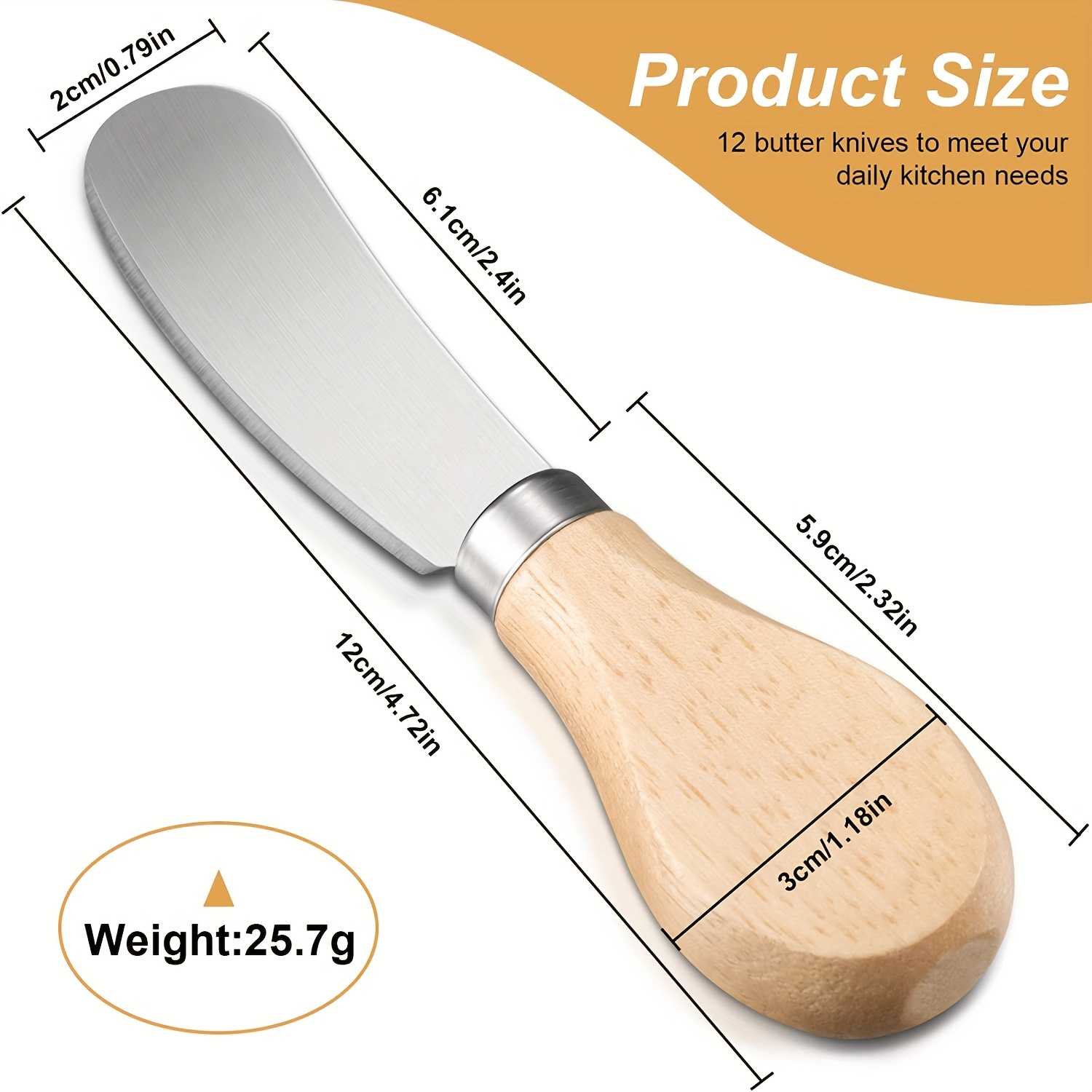 Butter Spreader, Stainless Steel Butter Knife Set of 4, Premium