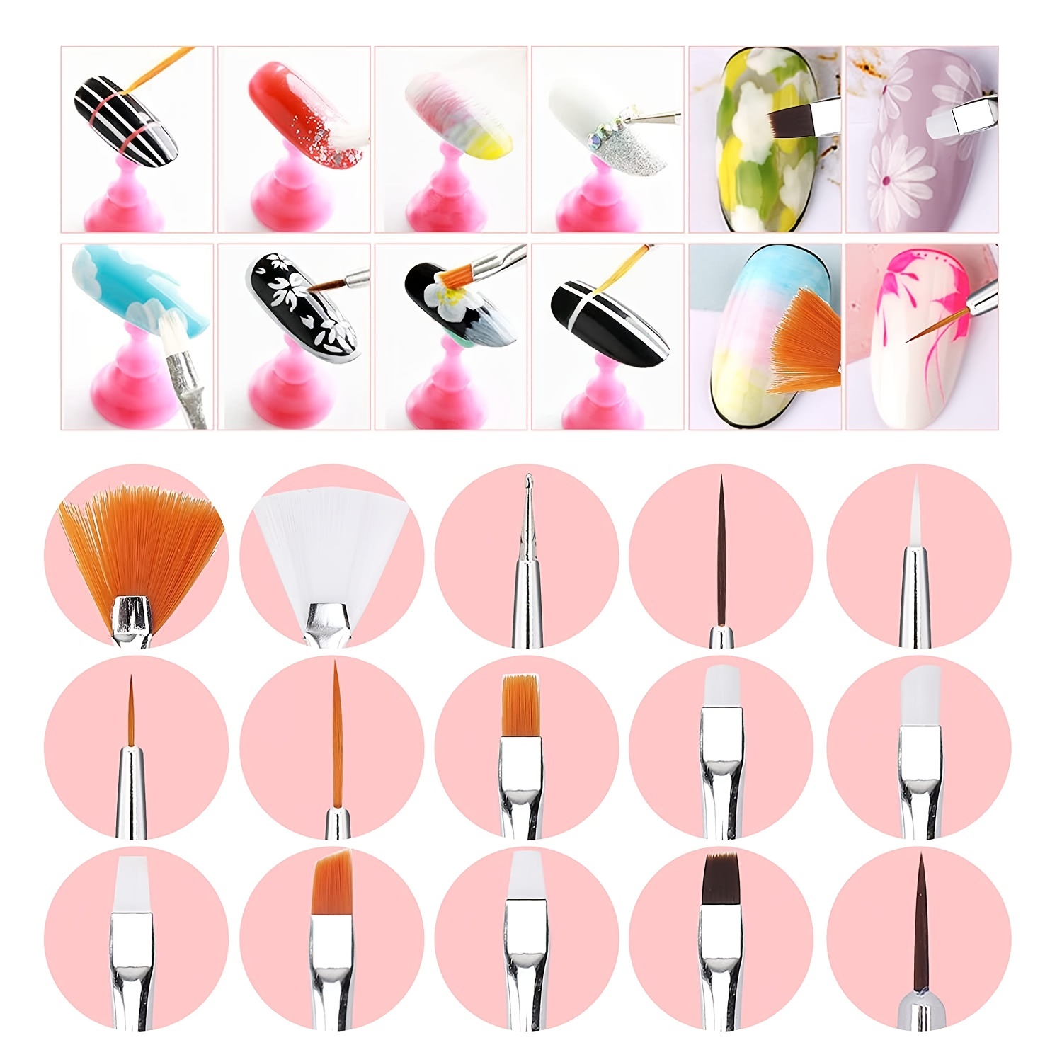 6 Pcs in 1 Set Resin Nail Art Palette with 5 Nail Brushes, Nail Tech  Supplies To