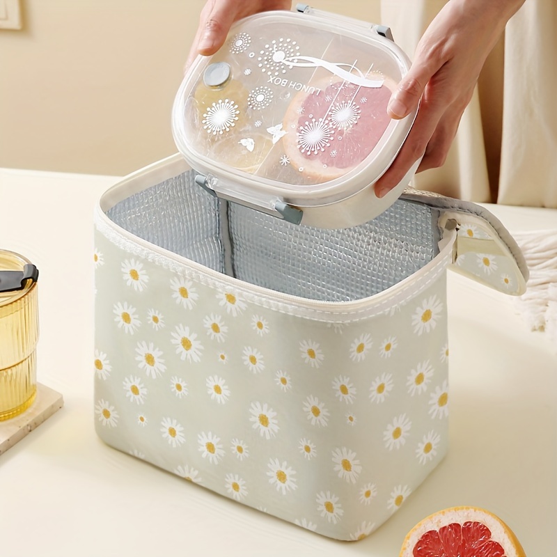 Small Flower Bento Bag With Pocket Ice Pack - Temu Australia