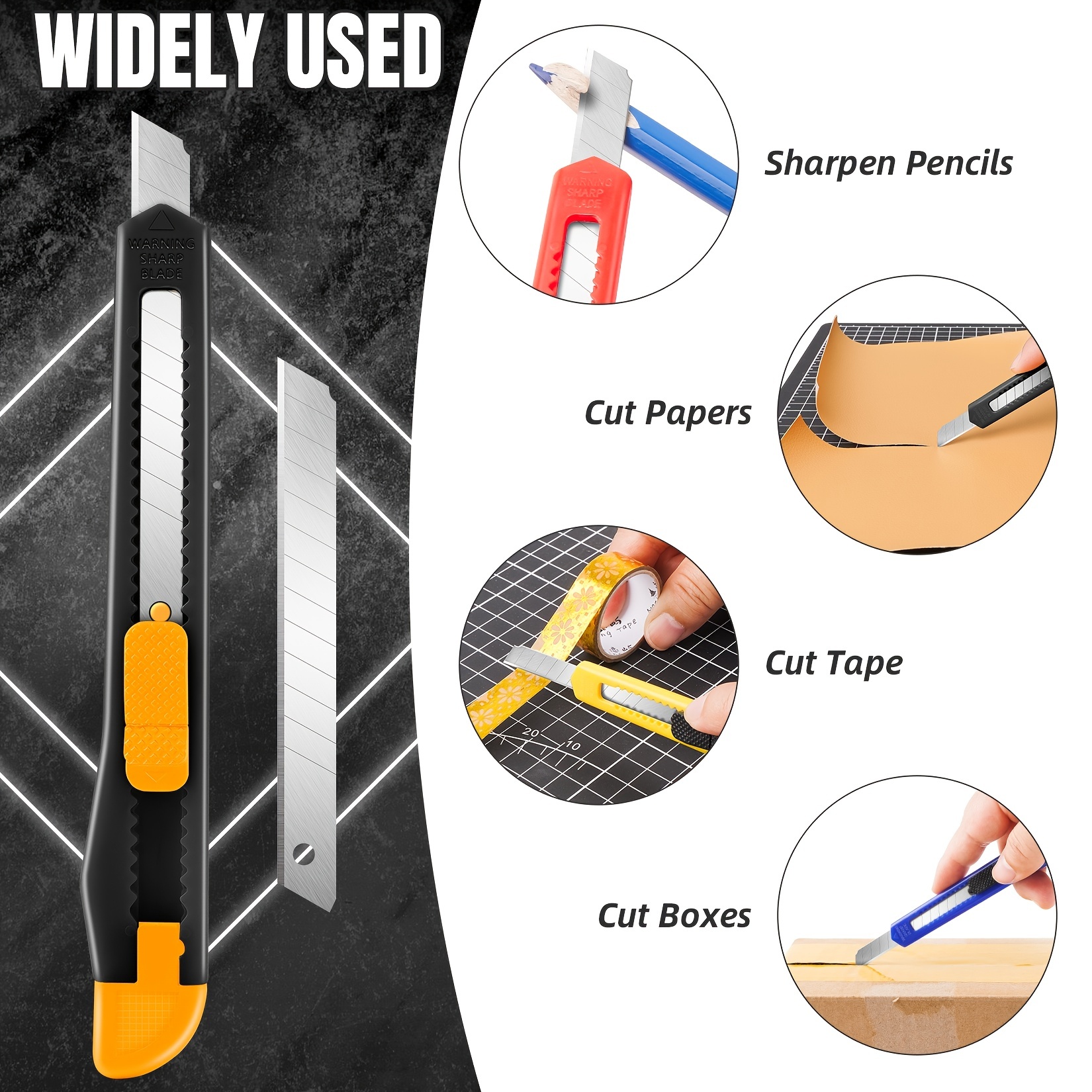 TIFICAL Box Cutter, 18MM Wide Blade Utility Knife for Boxes, Cartons,  Cardboard, Box Cutter Retractable Perfect for Office, Home, School, Crafts  Use