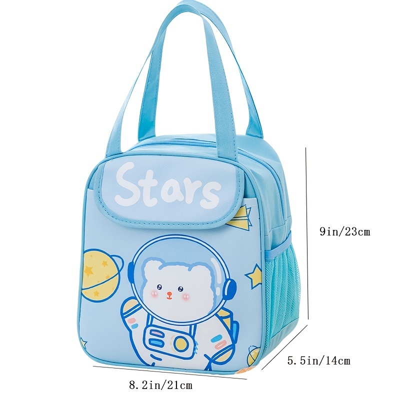 Kawaii Lunch Box, Large Capacity Thicken Cute Lunch Bags Cartoon Pattern  with Handle for Picnic (Beige Milk Tea Bear)
