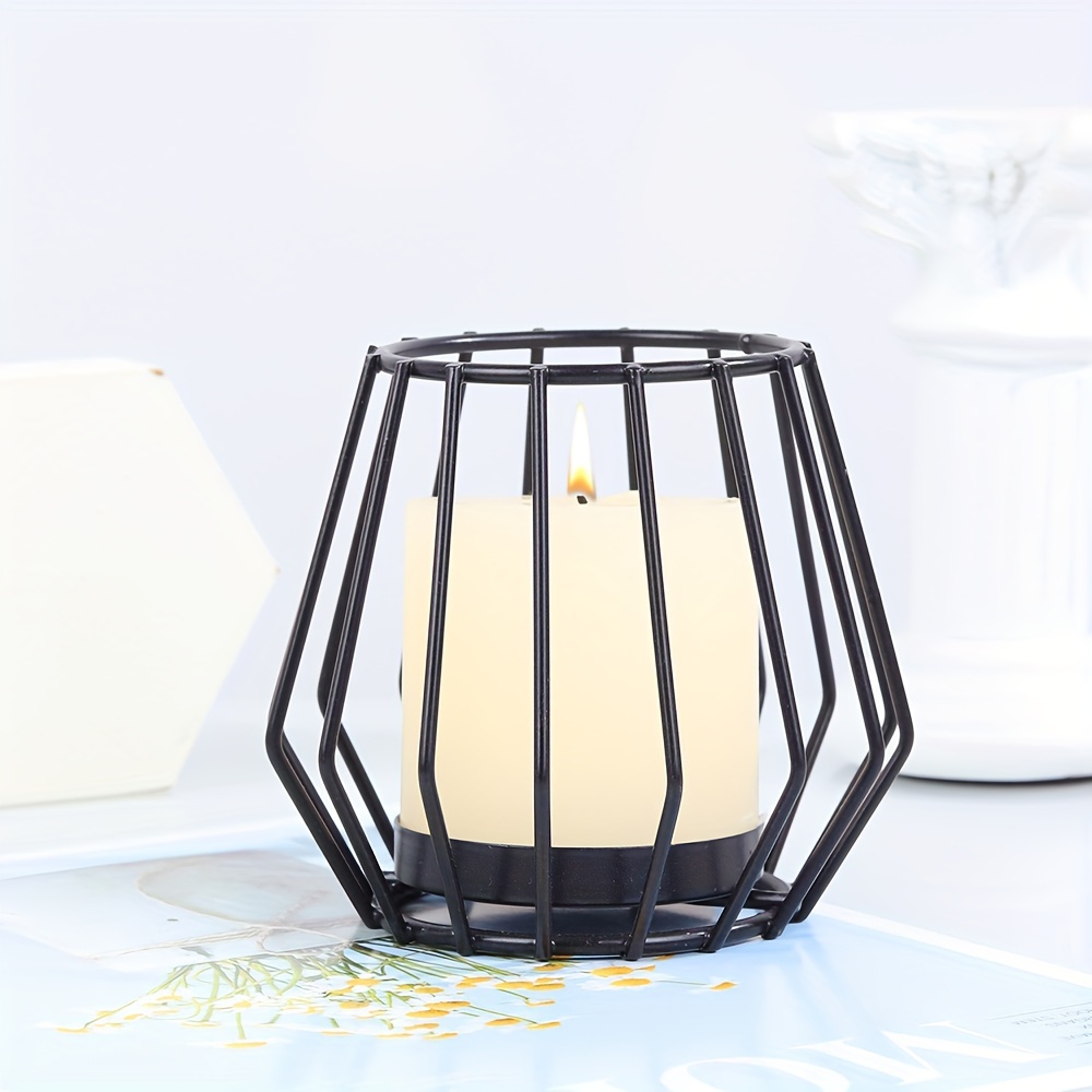 Image of 1p Metal Wrought Painted Candle Holder, Simple Nordic Style For Wedding Parties, Dinners, And Tabletop Decoration