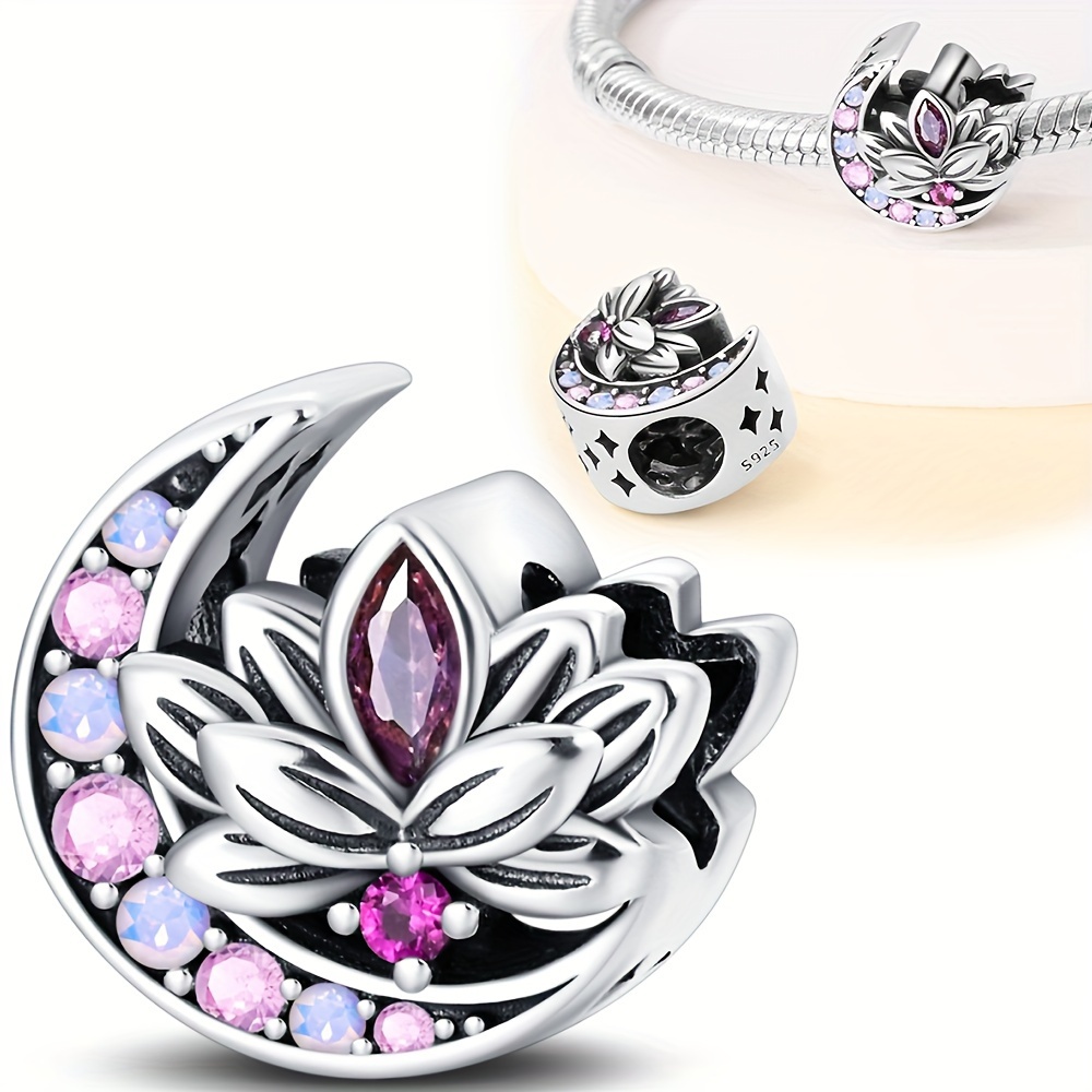 VOROCO 925 Sterling Silver Heart Charm Bead - Engraved Flowers, Trees, Birds, With Zircon Stones