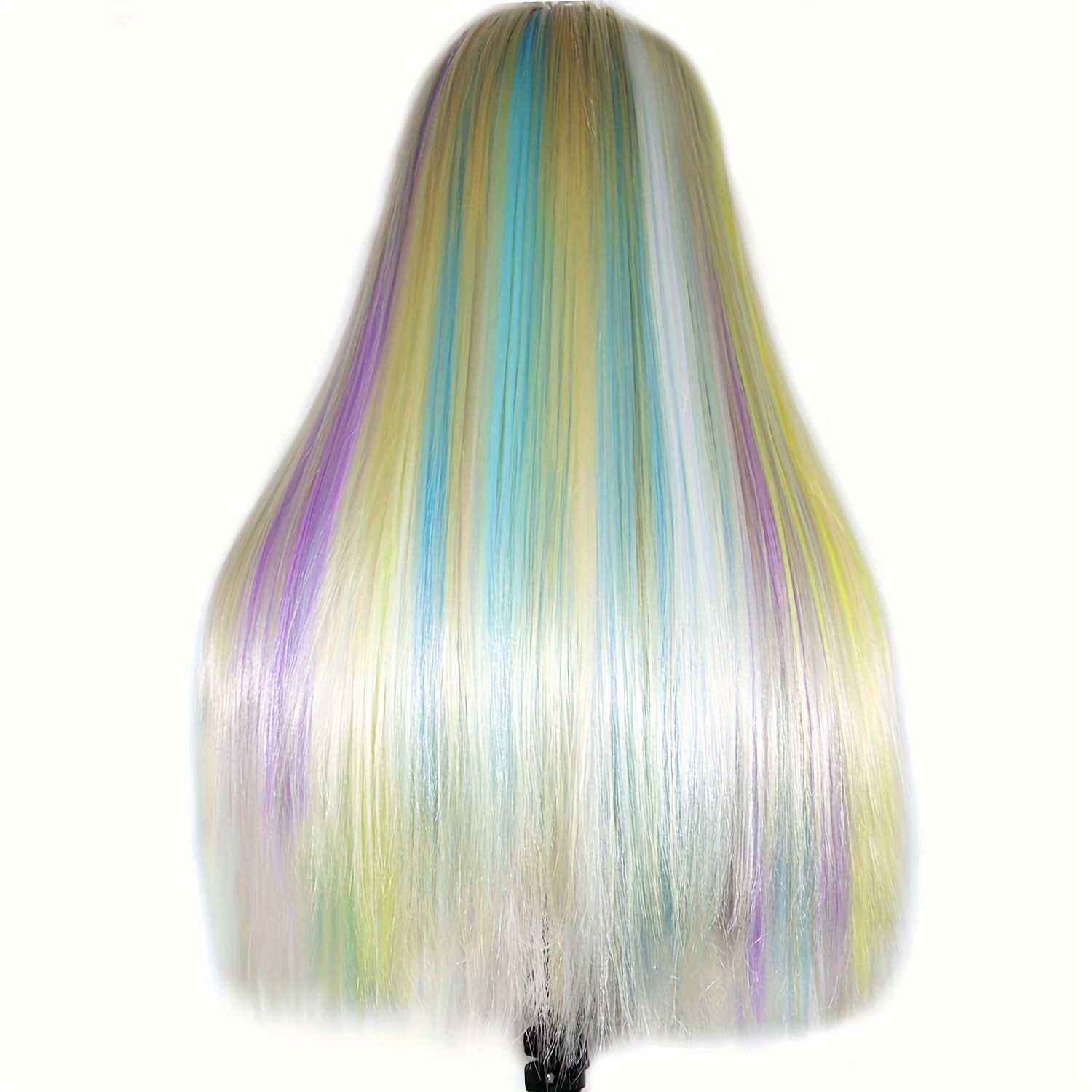 Glow in The Dark Hair Extensions, Human Hair Extensions 2pcs 20 inch Luminous Multi Colored Clip in Hairpieces Party Highlights Neon Straight