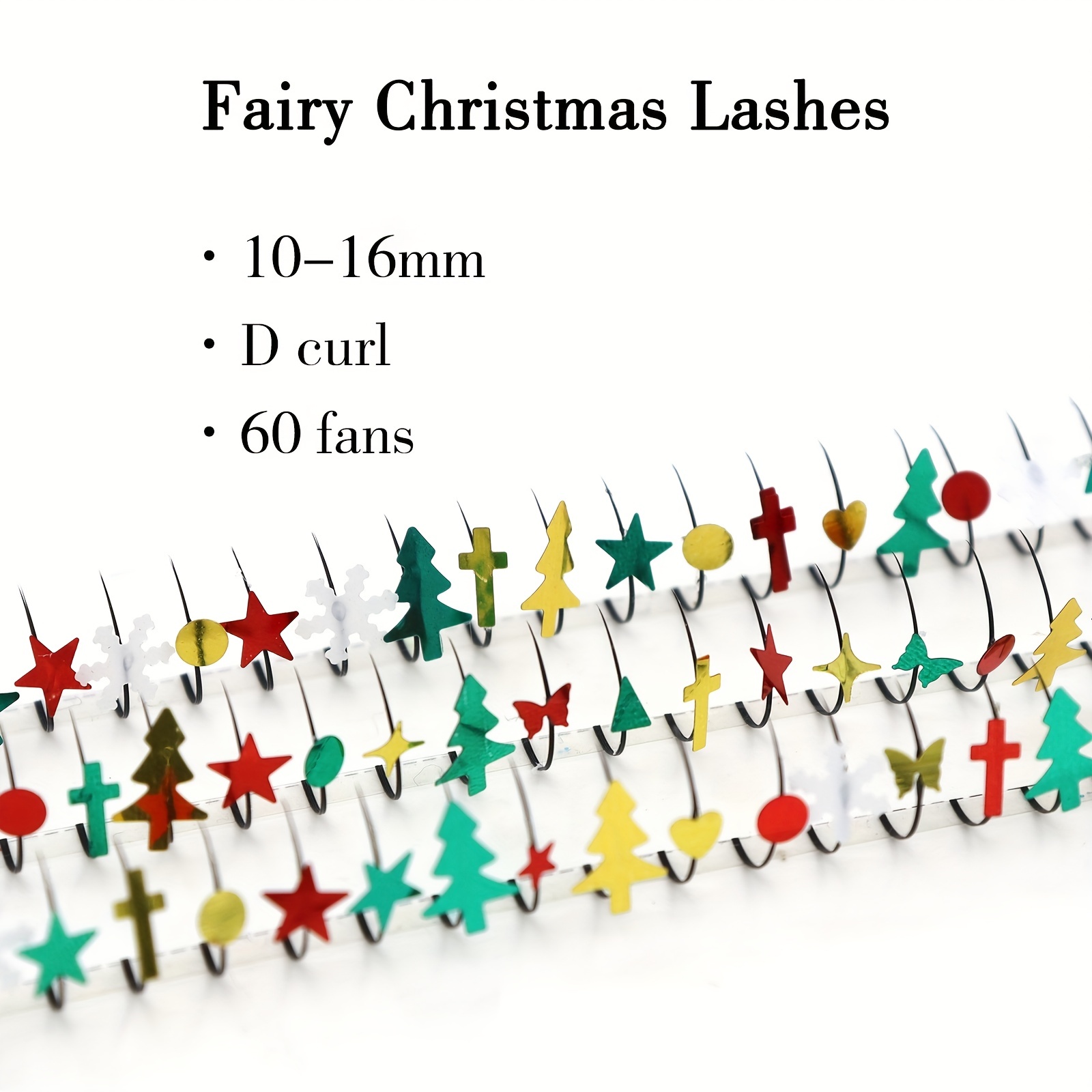 Christmas Sequin Lashes Glitter False Eyelash 60pcs 10-15mm Individual Lashes