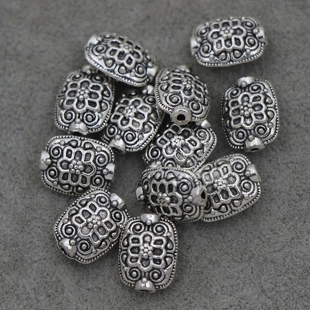 Antique Silvery Filigree Flat Beads Spacer Loose Beads - Temu