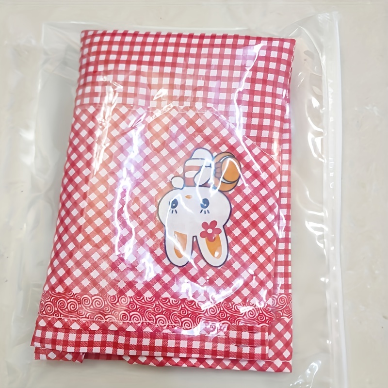 Cartoon Rabbit Plaid Apron Waterproof for Home Cooking Waist Overalls