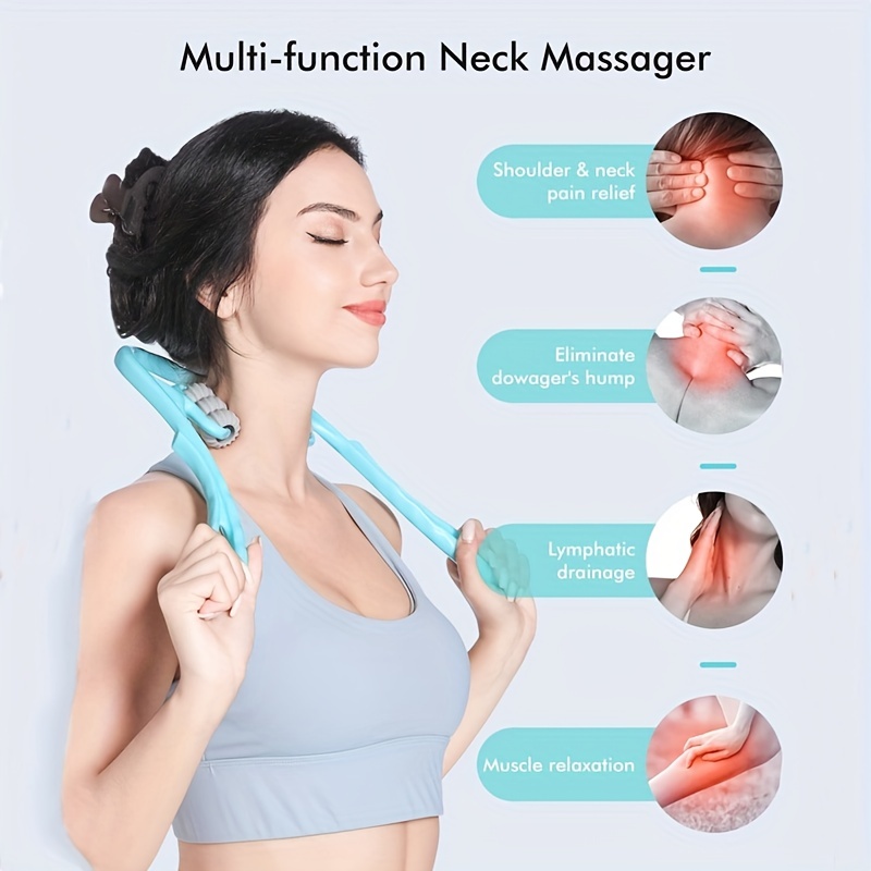 Neck Massager, Roller Massager for Pain Relief Deep Tissue Handheld Shoulder Massager Tool with 6 Ball Massage Points for Leg Waist Neck and Shoulder