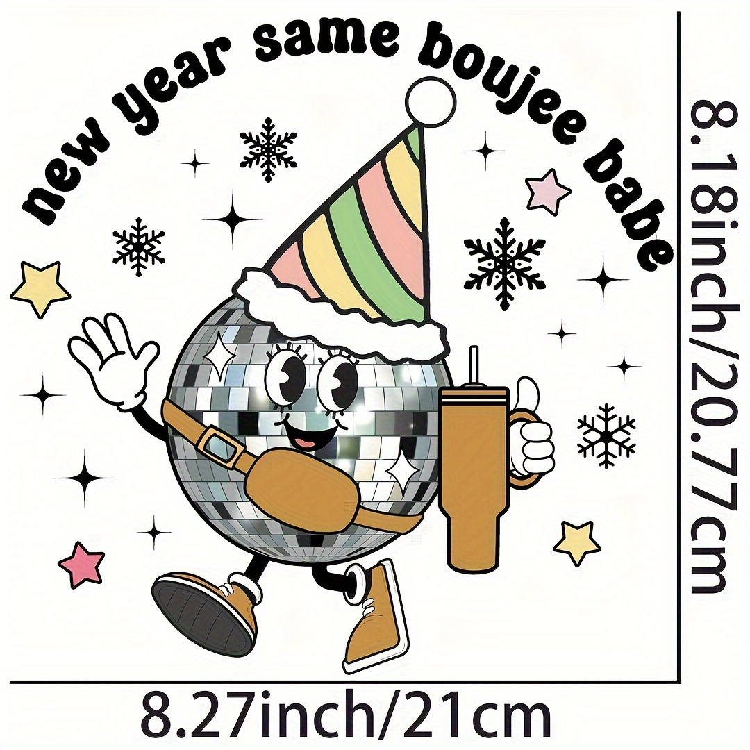 New Year Disco Ball Pattern Heat Transfer Stickers For T - Temu