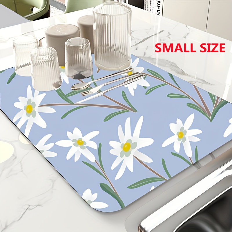 Daisy Flower Dish Drying Mat Soft Rubber Cloth Draining Pad - Temu