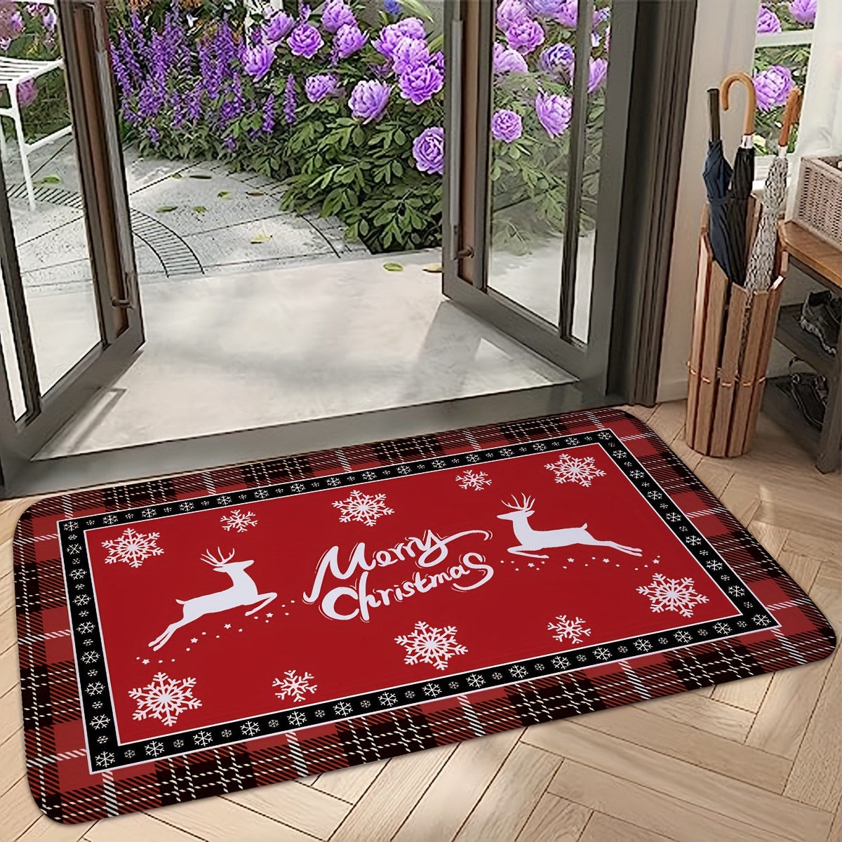 Black Snowflake Indoor Doormat Floormat Non Slip Door Rug