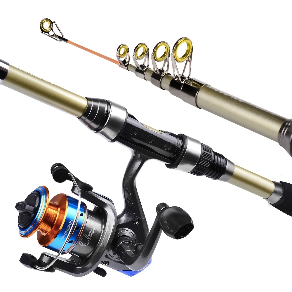 Fishing Rod Kit, Carbon Fiber Telescopic Fishing Rod and Reel Combo with  Spinning Reel, Line, Bionic Bait, Hooks and Carrier Bag, Fishing Gear Set  for Beginner Adults Saltwater Freshwater, Spinning Combos 