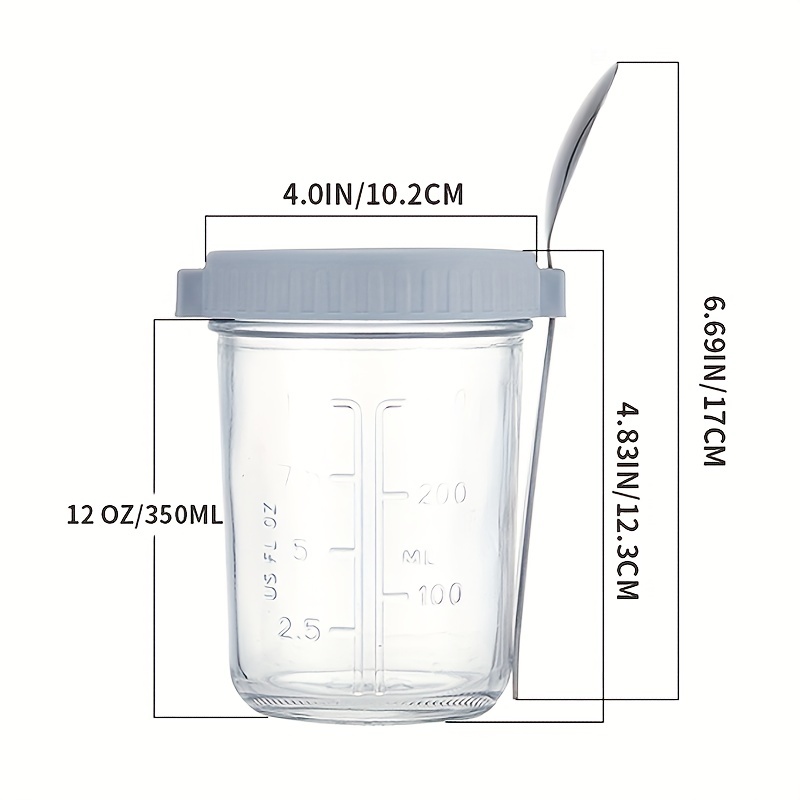 Overnight Oats Container 2-Tier Breakfast On the Go Cups with Lid & Spoon p  Reusable Oatmeal Container for Breakfast Overnight