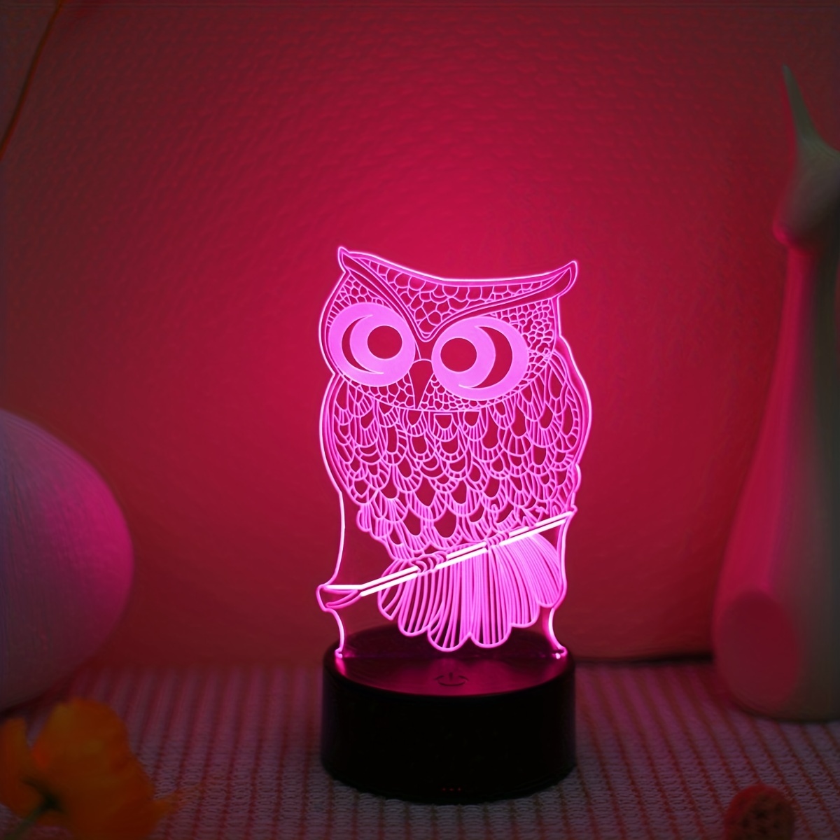 1pc Lampe 3d Hibou Animal Veilleuse Led À Côté Lampe Table 7