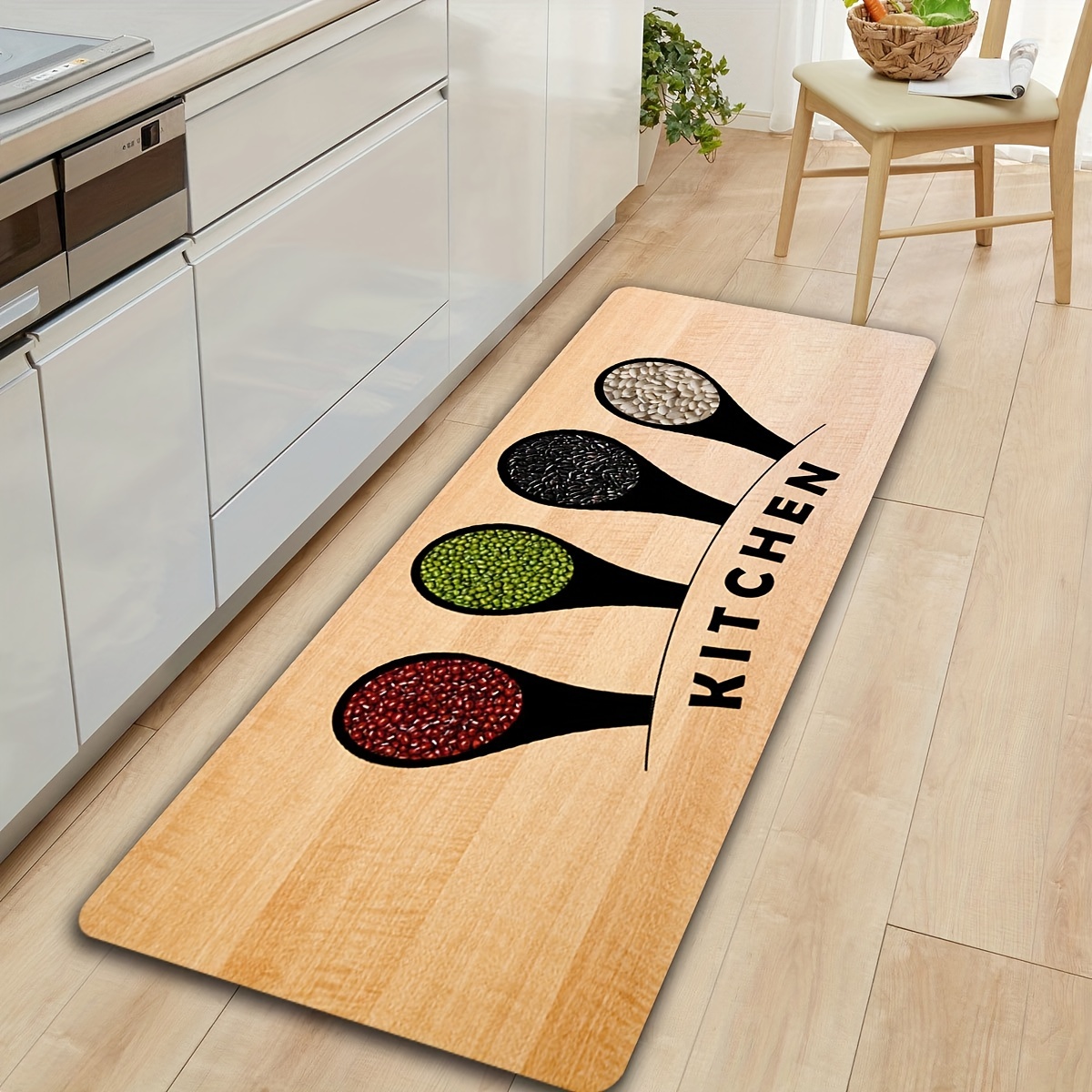  Juego de alfombras de cocina con textura de madera marrón para  piso, antideslizante, lavable, alfombra de baño, alfombra cómoda,  decoración : Hogar y Cocina