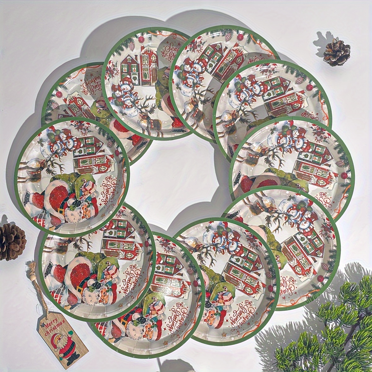 Christmas Party Decoration Supplies Disposable Paper Plate - Temu