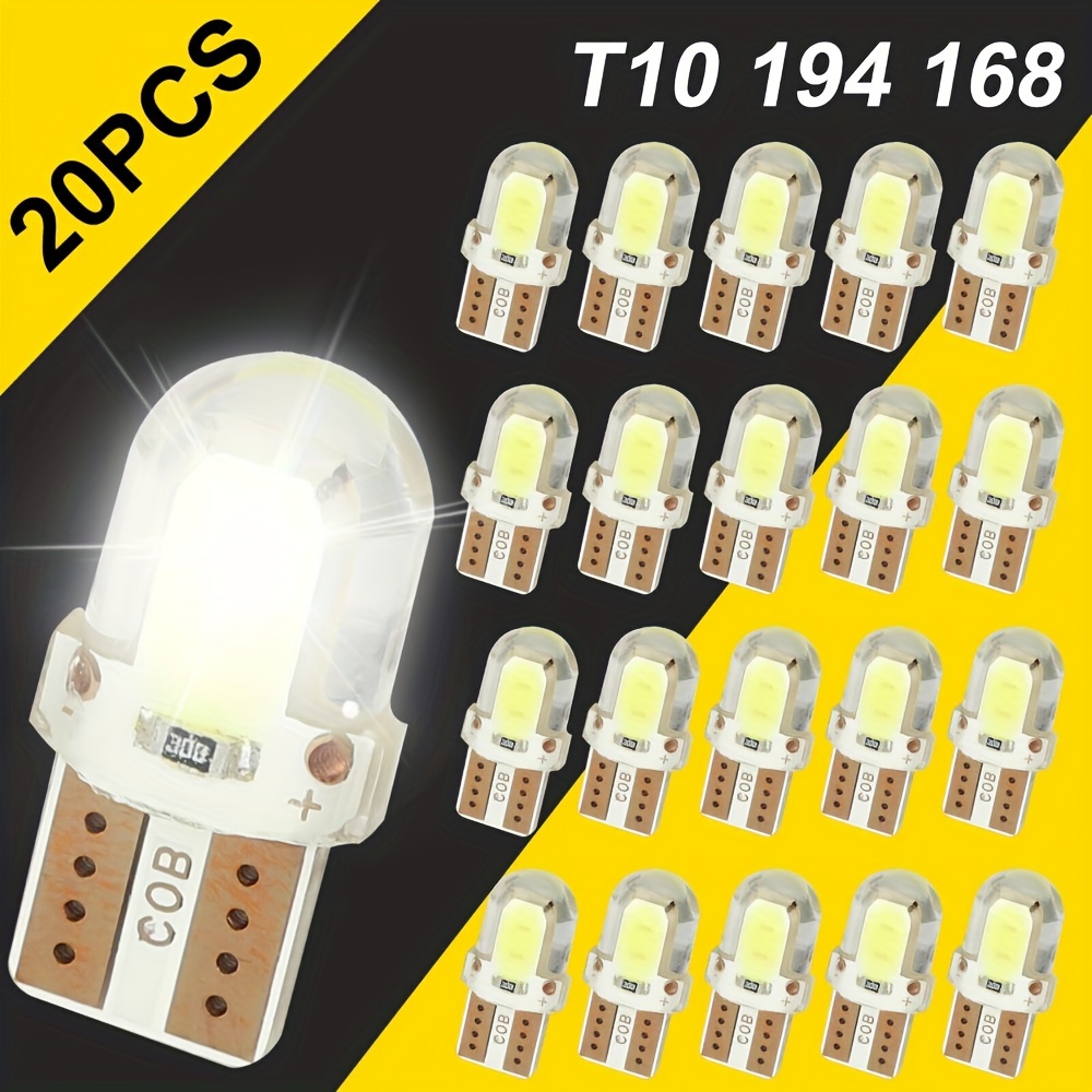 

20pcs T10 194 168 W5w 2825 White Cob Led License Plate Interior Light Bulbs 6000k