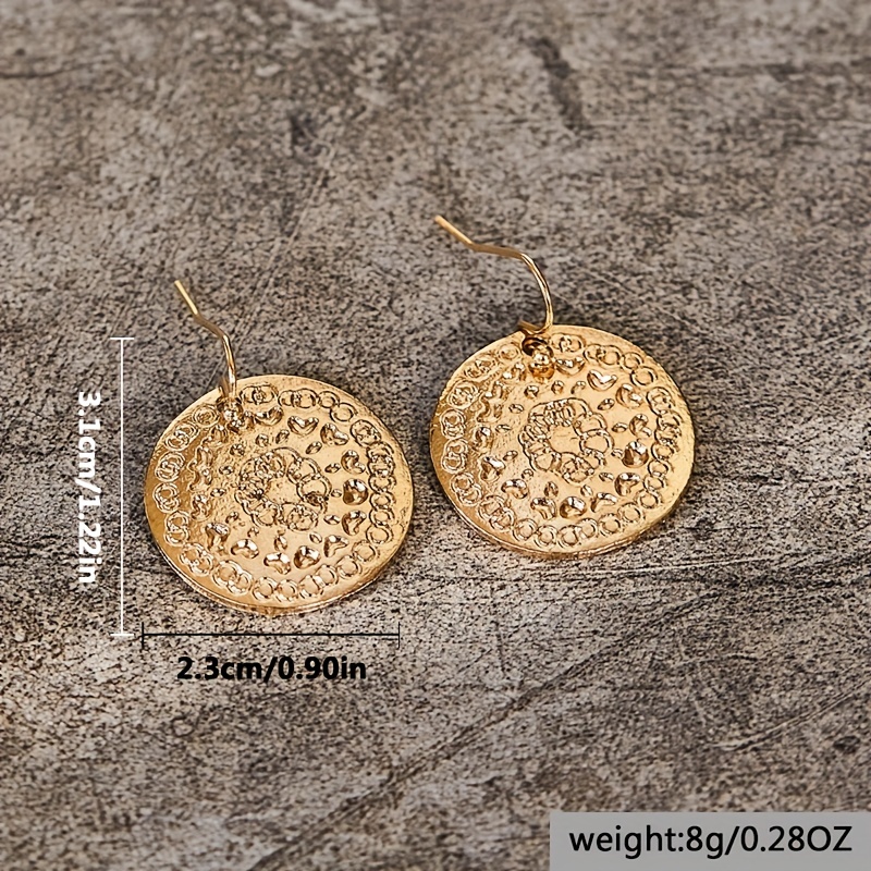 Boho Vintage Flower Pattern Round Hook Earrings Gift For Women