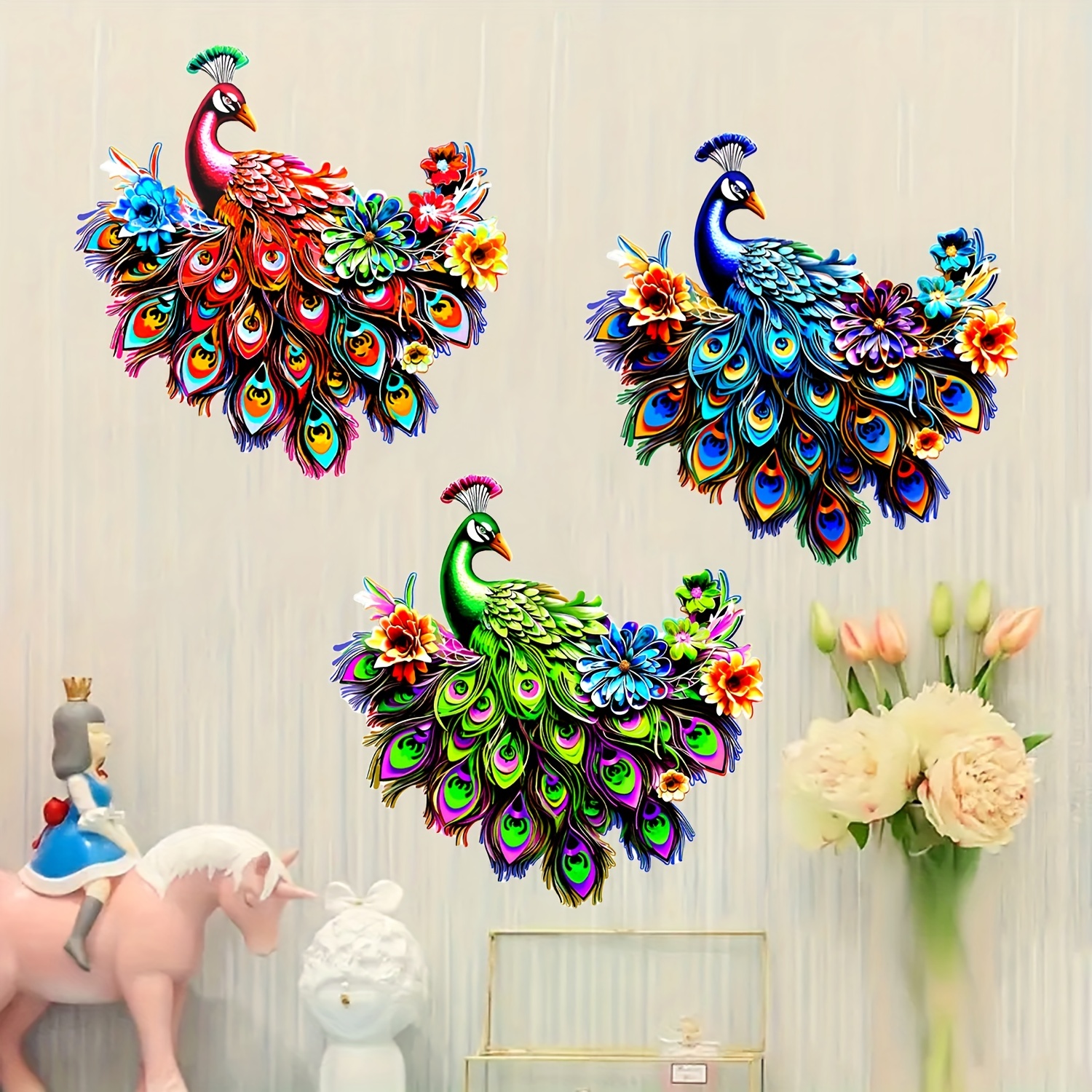 Creative Metal Peacock Decoration Colorful Metal Peacock - Temu