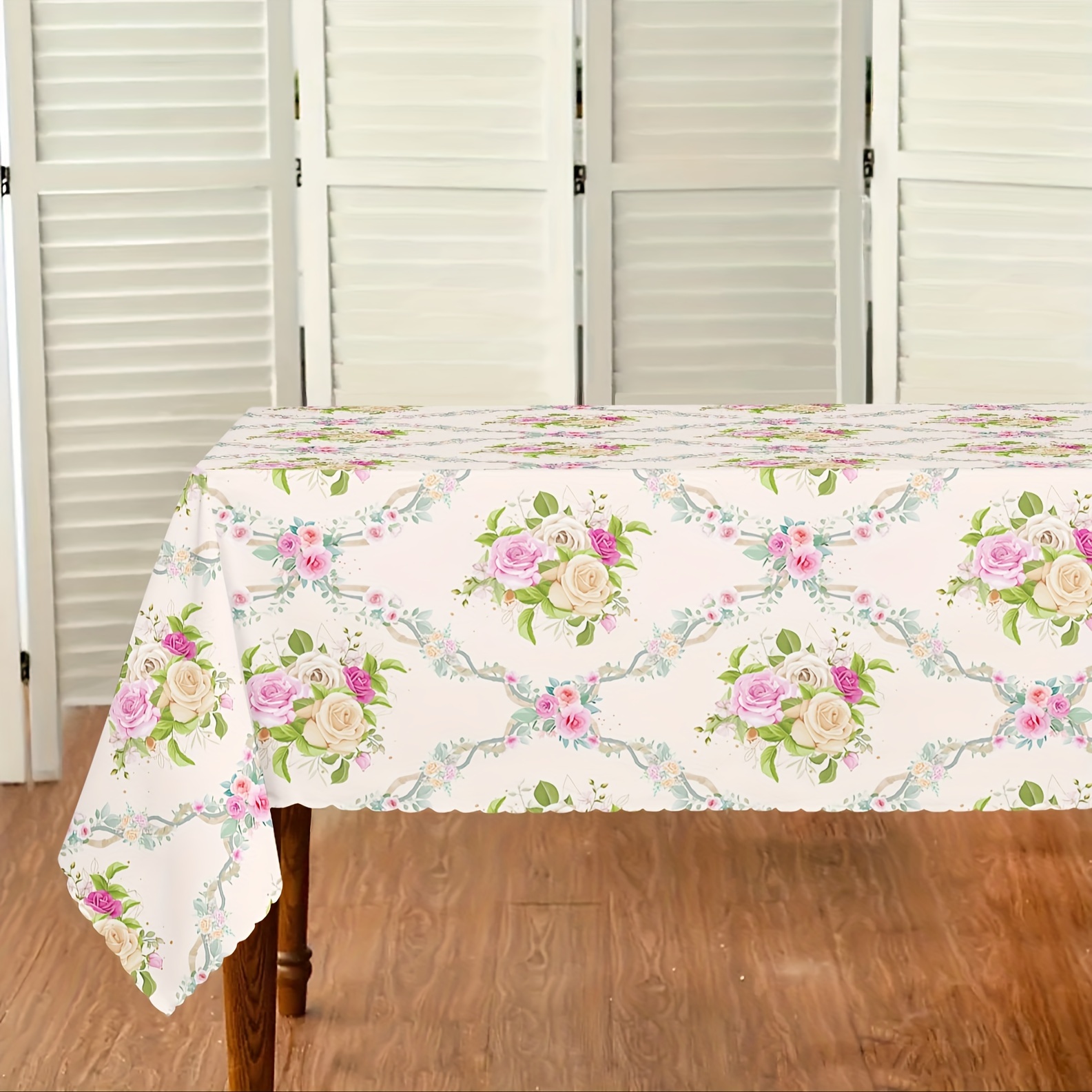TEMU 1 Round/square Tablecloth, Vintage Floral Tablecloth Shabby Chic /summer Table Cover. Suitable For Indoor And Outdoor Use, Enhance The Dining