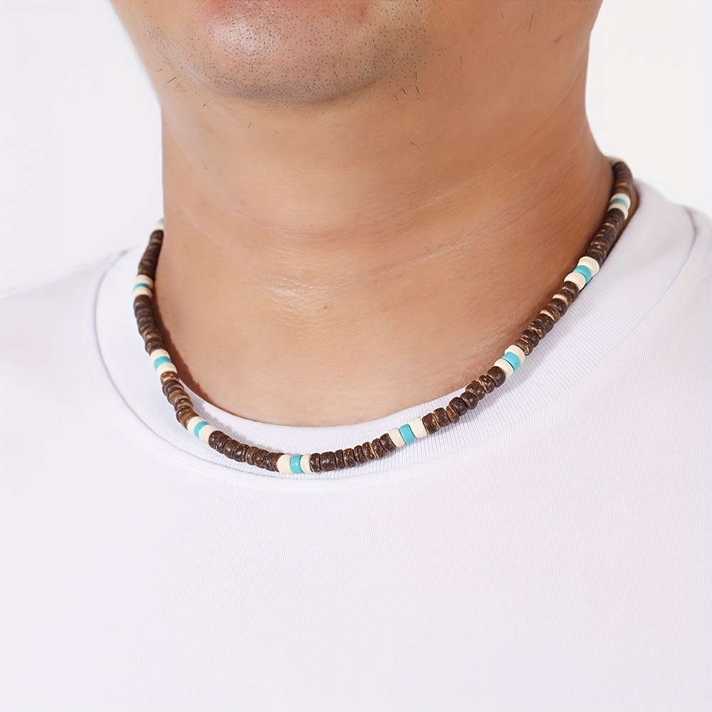 Coconut Shell Turquoise Necklace, Boho Style for Men & Women
