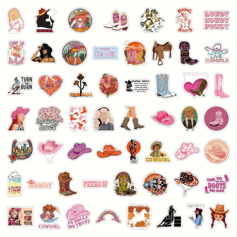 Cowgirl Stickers Hat Western Boots Sticker Pack Perfect - Temu