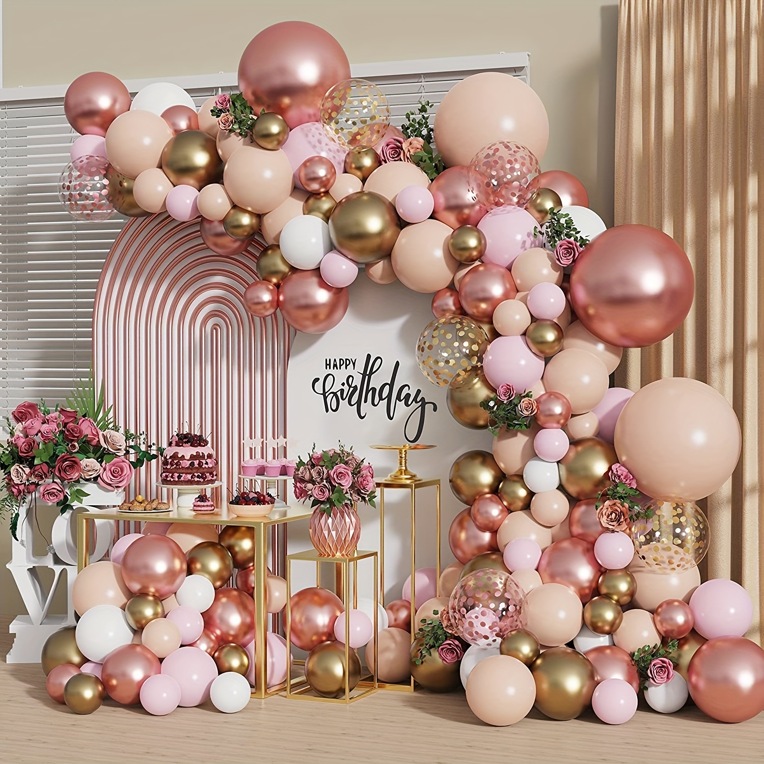 143 Piezas Kit Arco Guirnalda Globos Rosa Dorado Globos - Temu