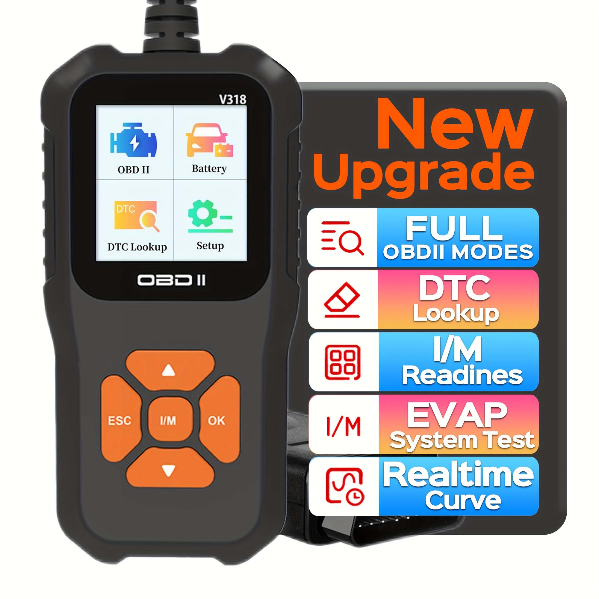OBD2 Car Scanner Diagnostic Scan Tool V318-2, Color ScreenVehicle Fault  Code Reader , Auto Read Fault Code Check Engine Light For OBDII Protocol  Cars