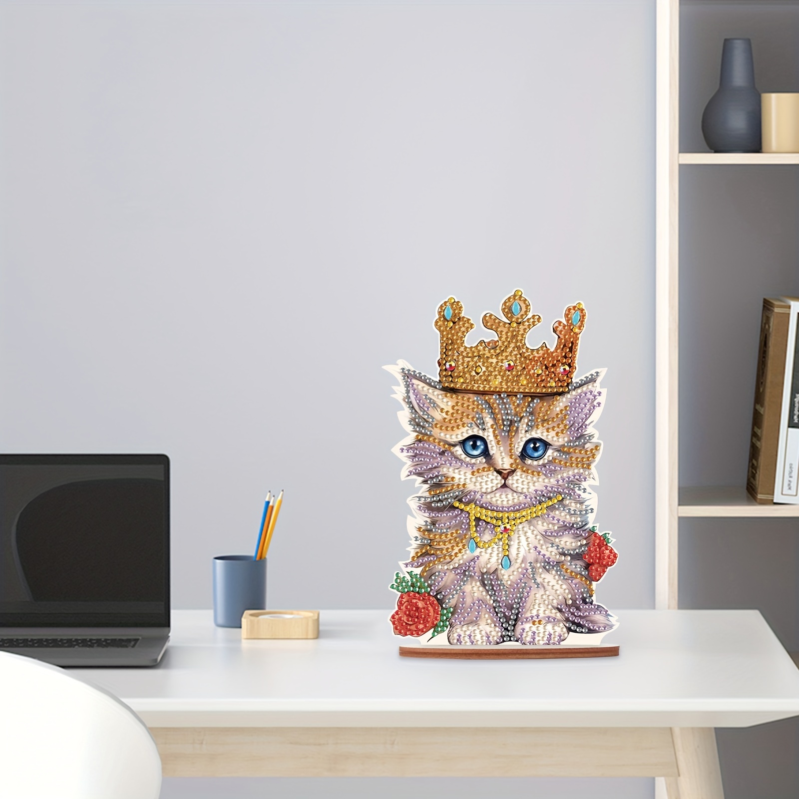 Decorative Cat And Rose Table Top Diamond Painting Kits diy - Temu