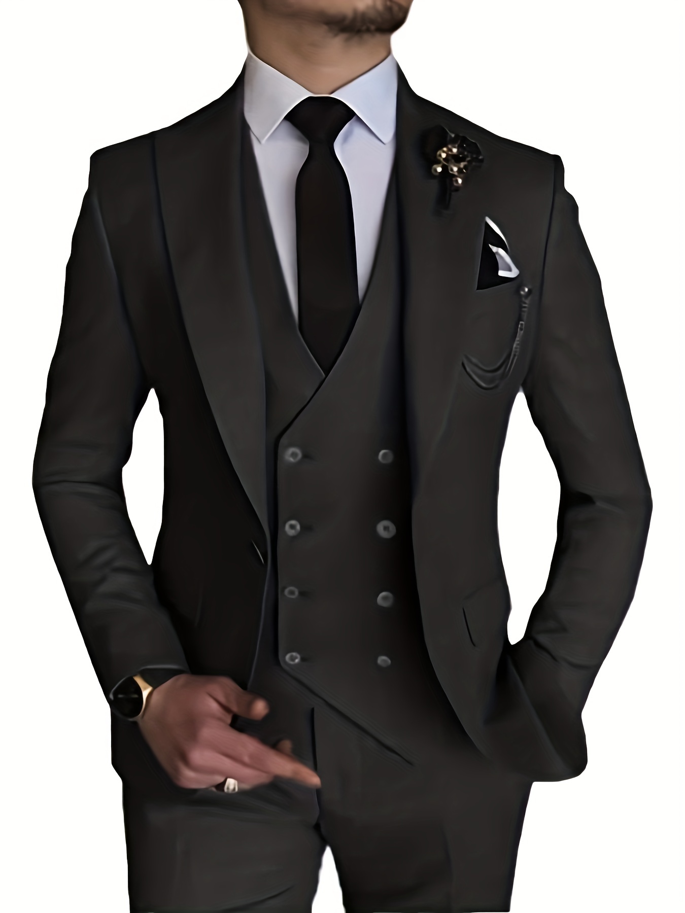 Men's Three Piece vested 2 Button Pinstripe Suit Formal Modern Fit Stripe  Suits