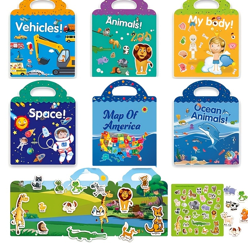 1 Set Of Fun Scene Stickers For Kids Reusable Stickers For Concentration Training In Early Education Animal Dinosaur Ocean Scene Stickers