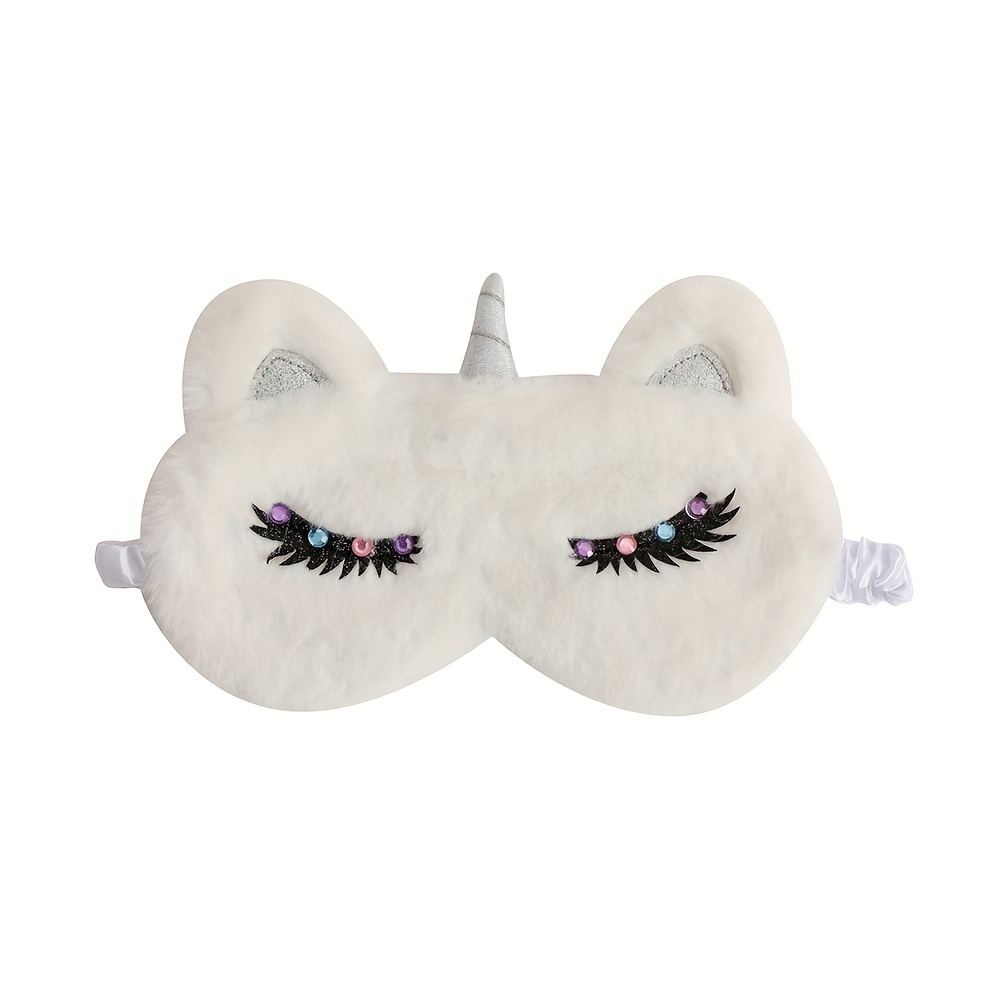 Cartoon Rainbow Horse Blindfold Soft Blackout Plush Eye Mask