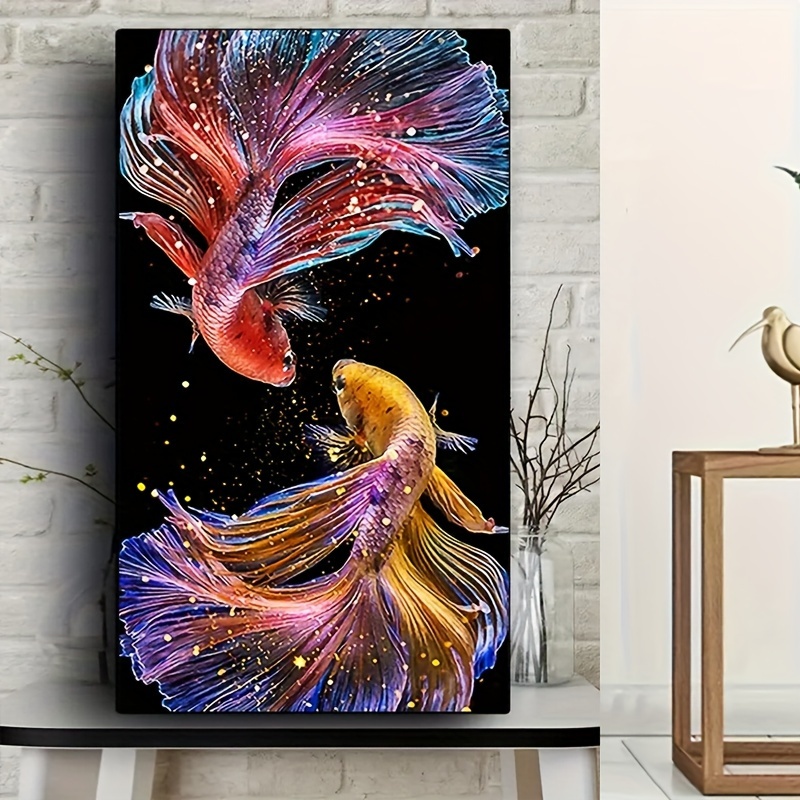 

A Set Of Diy Diamond Paintings With Goldfish Patterns, Mosaic Art, New Diamond Embroidery Set, Without Frame