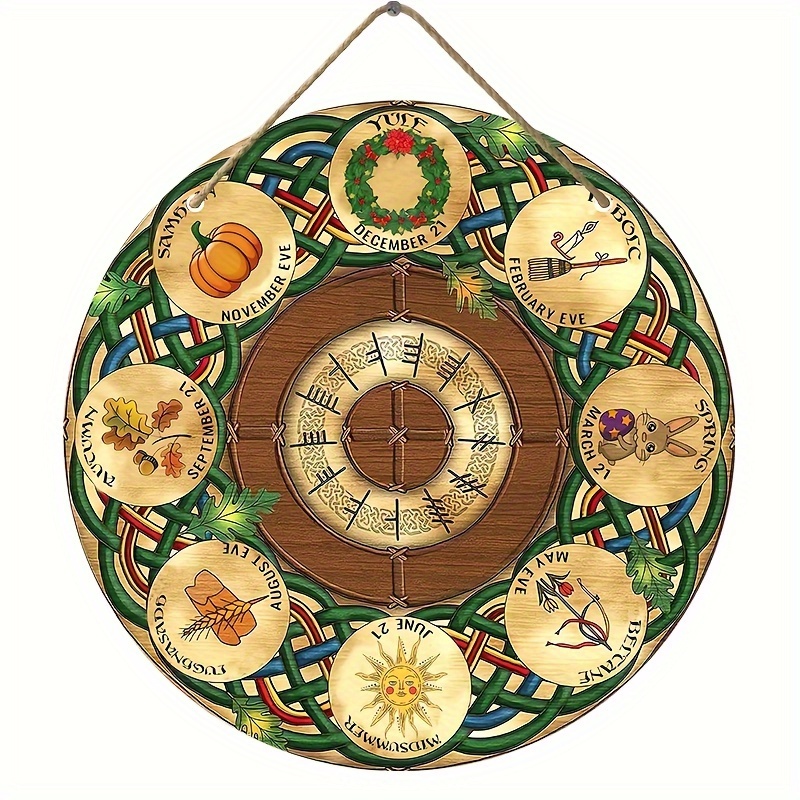Wheel Year Wood Sign Sabbats Pagan Witch Sign Wiccan - Temu