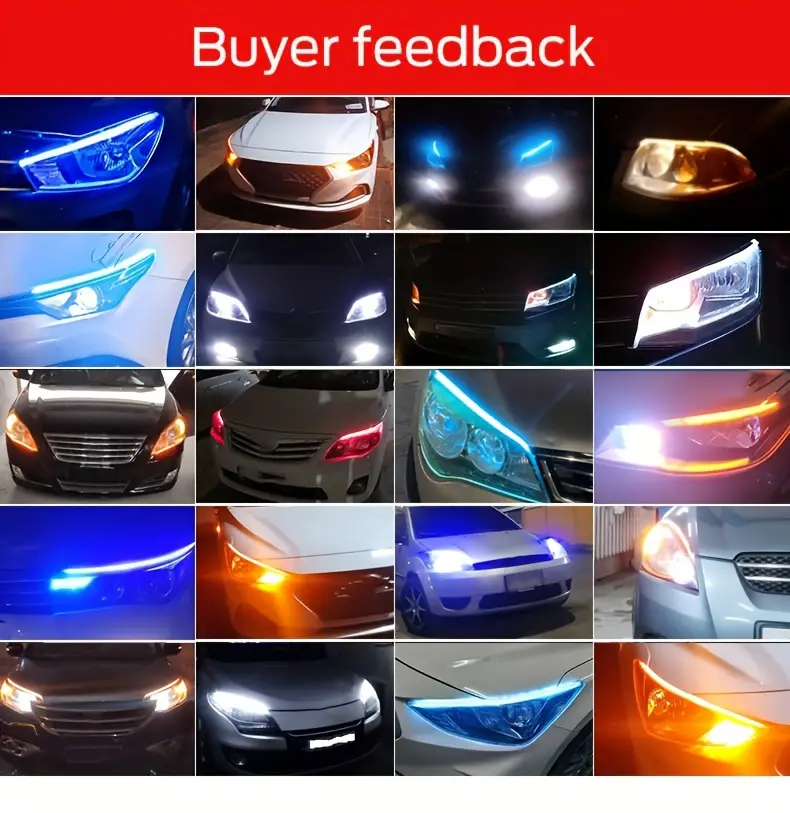 60cm led decorative light strips with flowing turn signal universal car daytime running lights for a stylish start up scanning look details 9