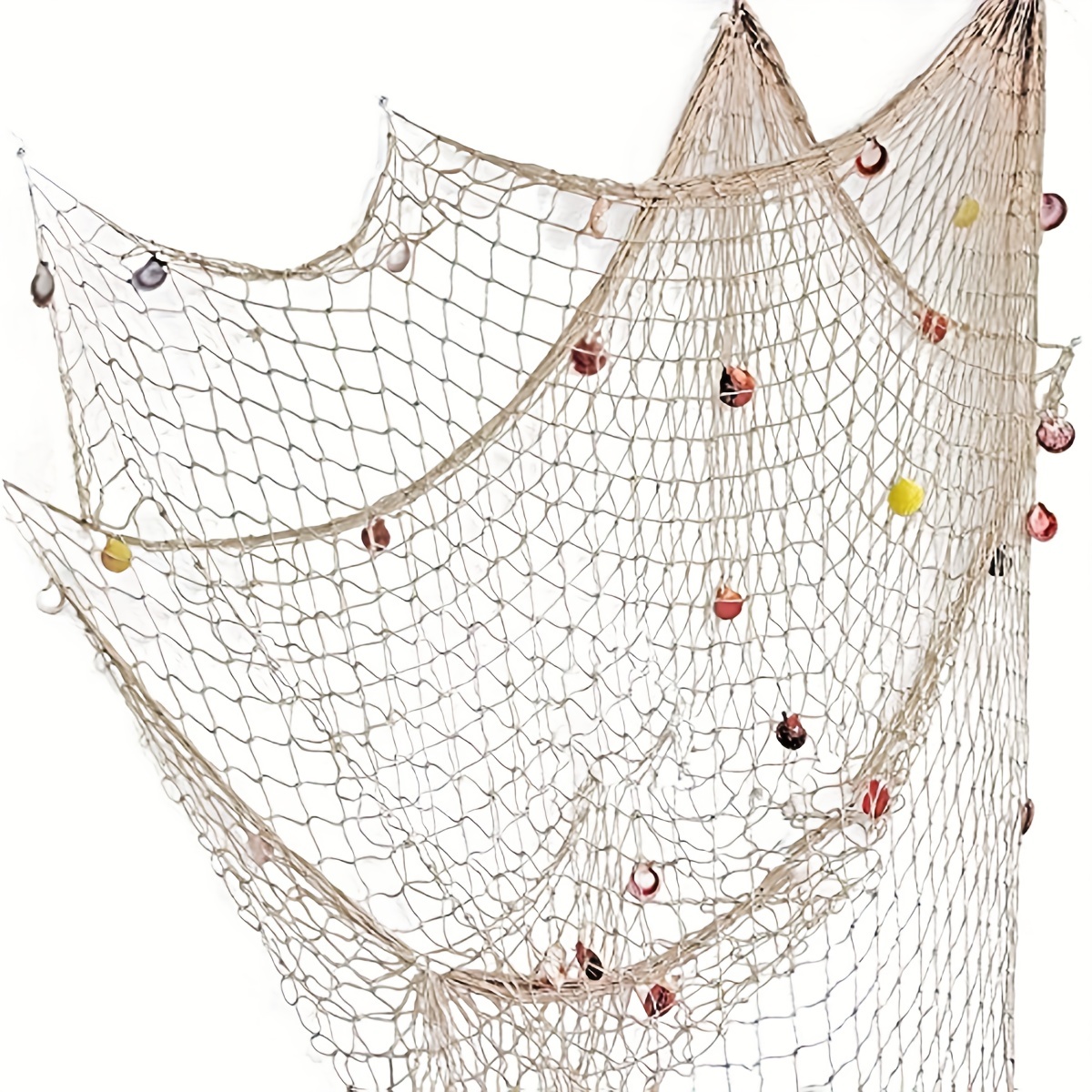 Creative Decorative Nautical Fishing Net Seaside Wall Beach Party Sea Shell  Home Decor Vintage Decorations,Beige 