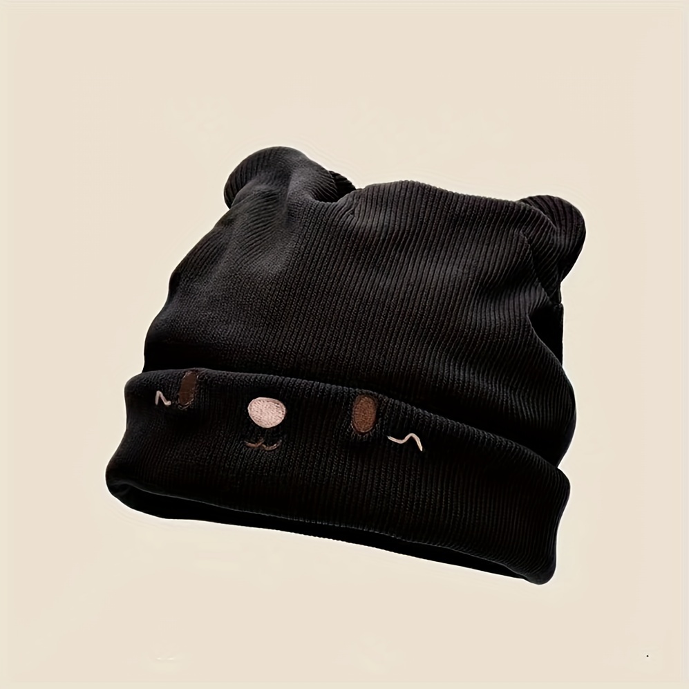 Bonnet oreille de chat pour femme, optique, velours, bonnet avec