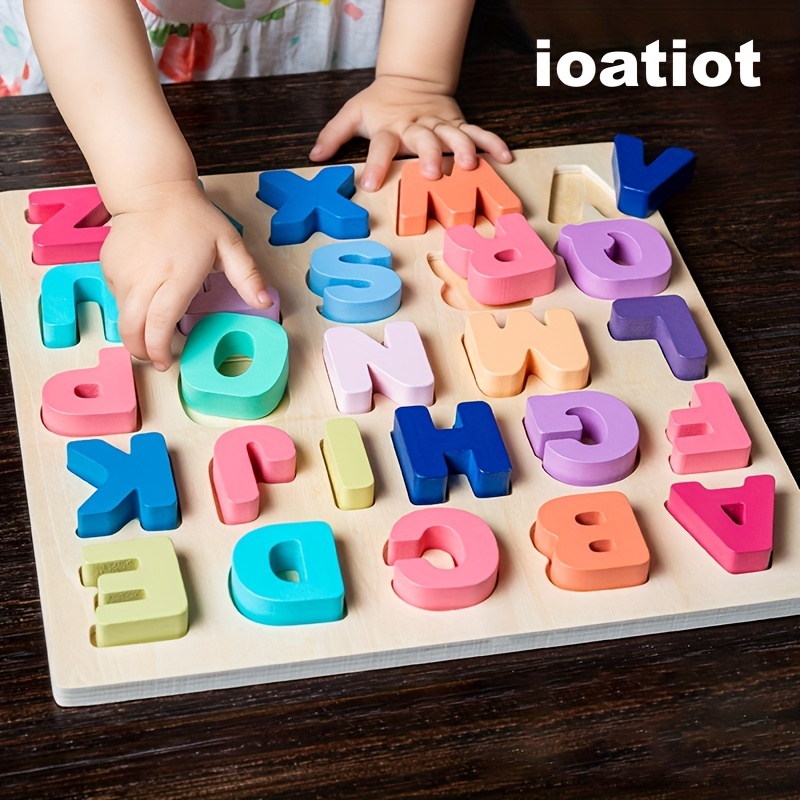 Wooden Puzzle Board Game Alphabet Numbers Shapes Matching - Temu