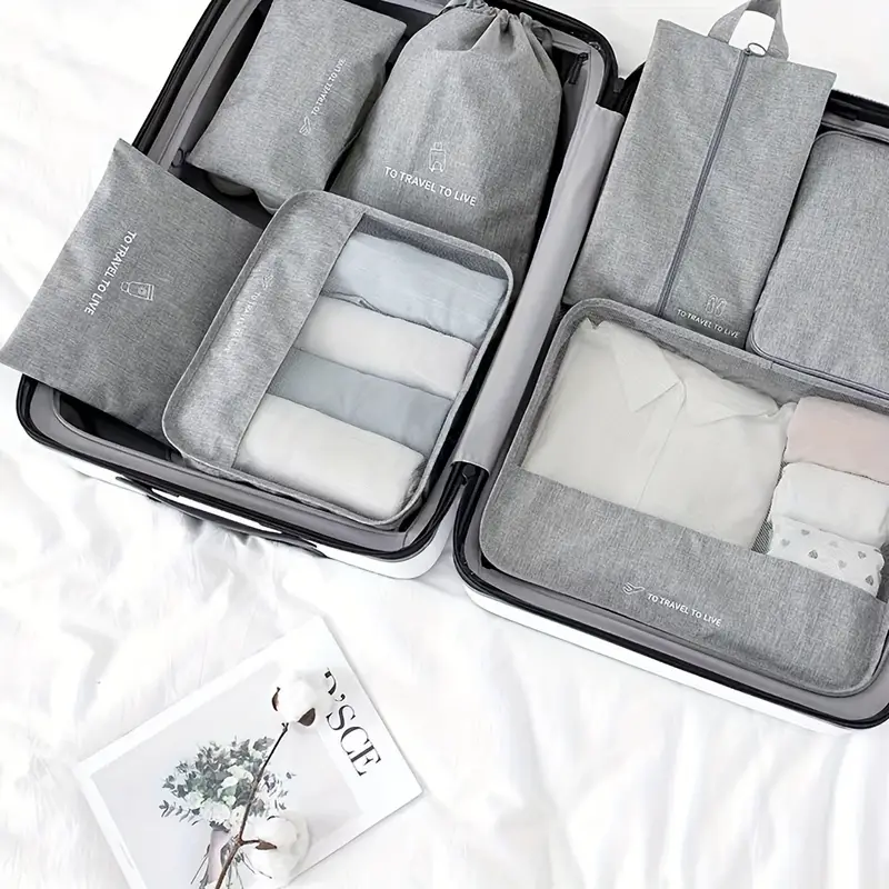 Travel Packaging Cubes Solid Color Luggage Bags Versatile - Temu