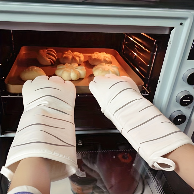 Oven Mitts Kitchen Cotton Cute Long Microwave Oven Gloves, Heat