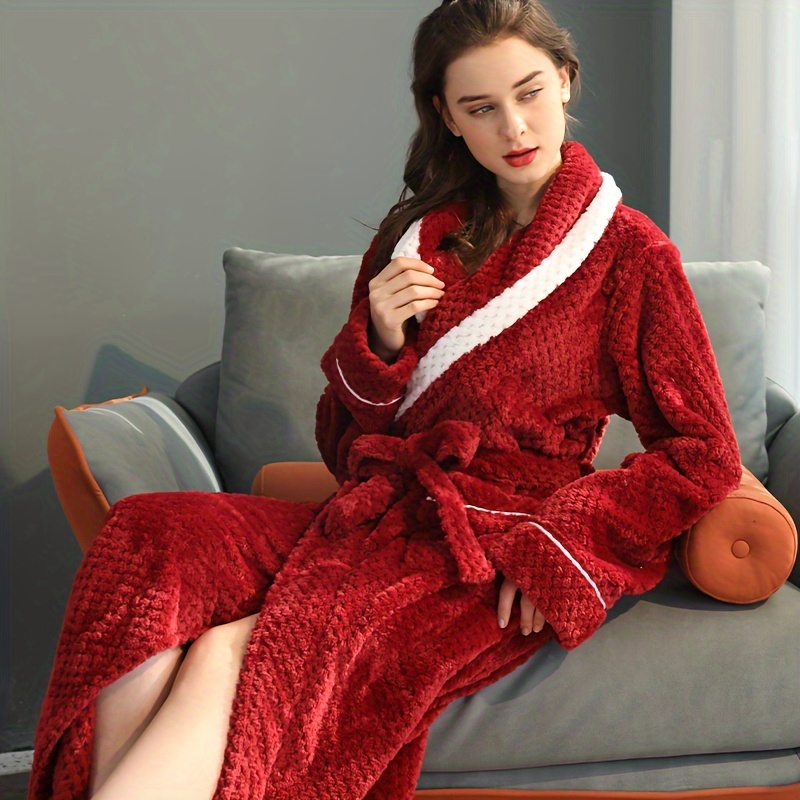  Conjunto de pijama de forro polar cálido para mujer, bata de  baño suave de felpa esponjosa, cálida, cálida y cálida para invierno :  Ropa, Zapatos y Joyería