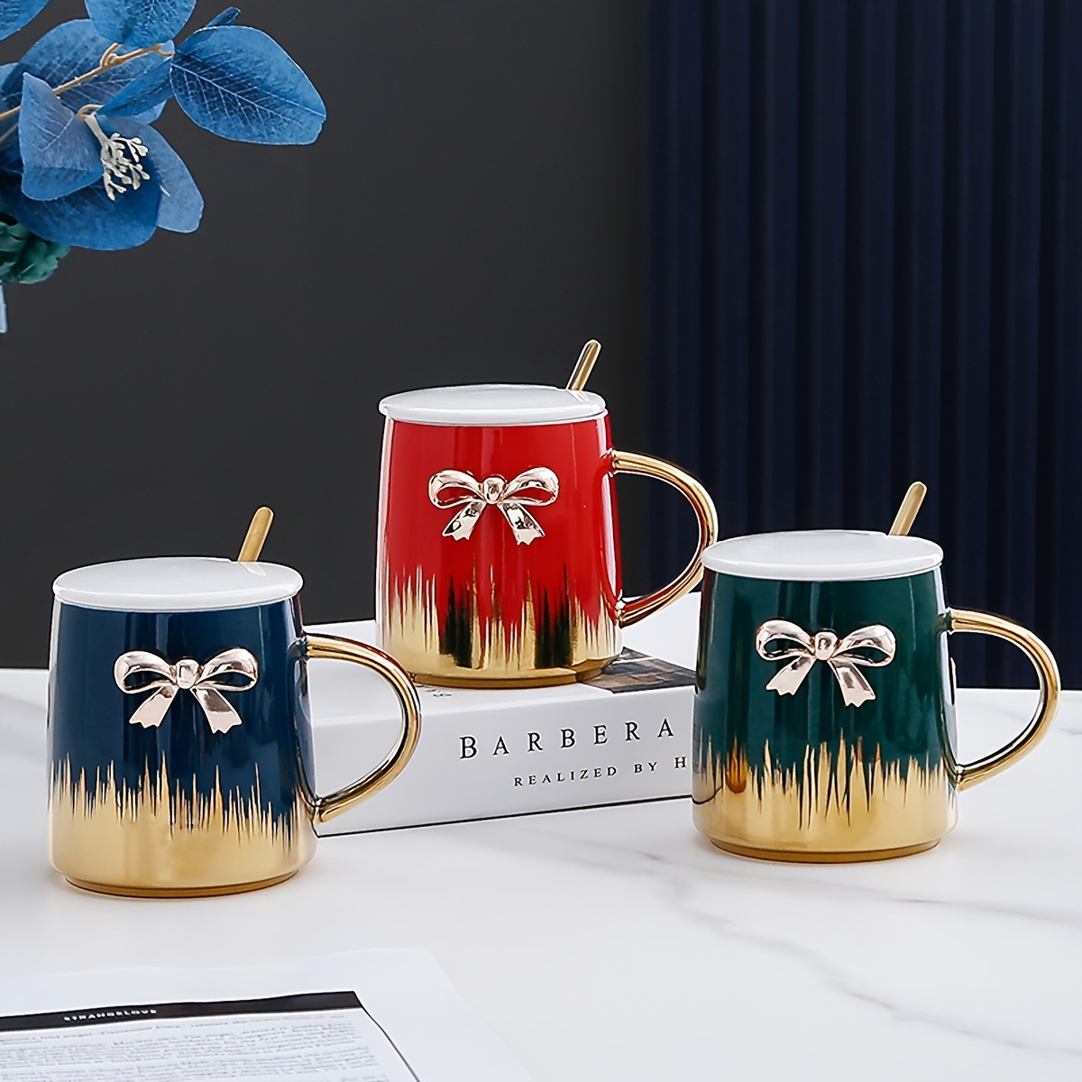 Bow Decor Coffee Mug, Ceramic Coffee Cups, Cute Water Cups, Summer