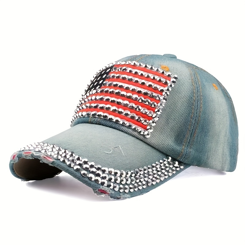 National Flag Style Diamond Denim Peaked Cap Baseball Cap