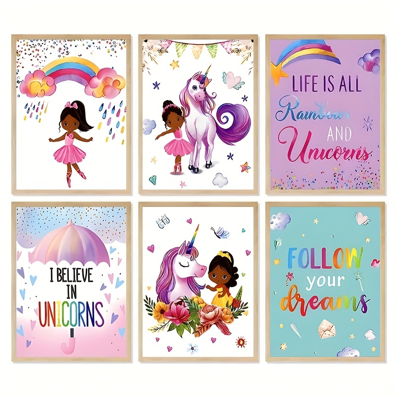 Canvas Poster Modern Art Inspirational Girl Unicorn Art - Temu